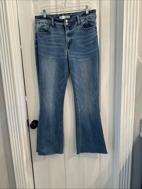 Classic Medium Blue High-Rise Flare Jeans